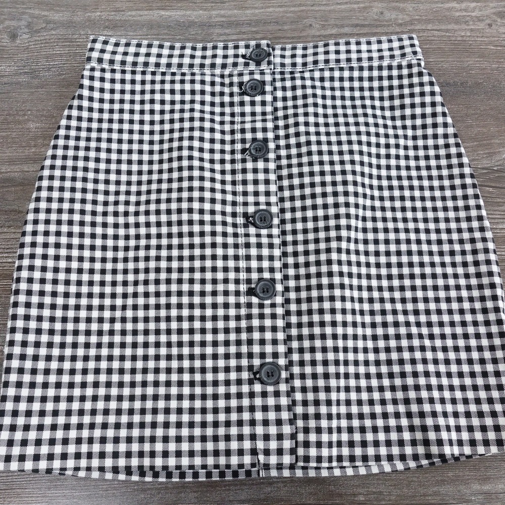 NWT DIVIDED H&M BLACK WHITE CHECK COTTON BLEND SKIRT WOMENS SIZE 4 NEW!